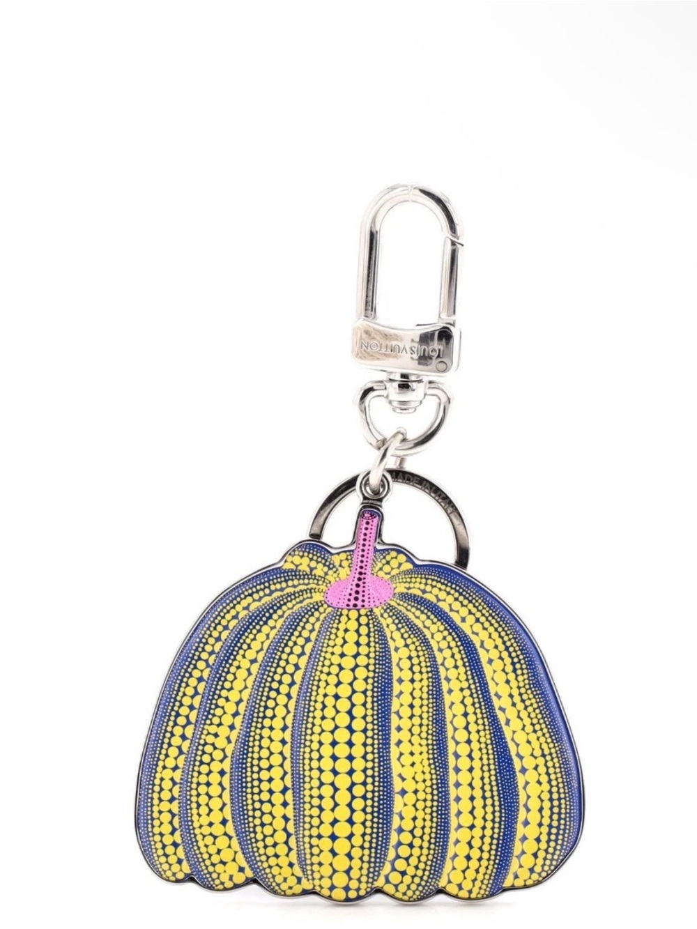 Louis Vuitton Yayoi Kusama Yellow & Blue Pumpkin Keychain Bag Charm Pink Accent